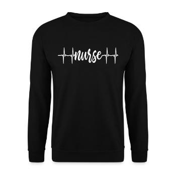 Heart Beat Nurse - Unisex Pullover - Schwarz - Vorne - Alina (178cm) & Michal (187cm)