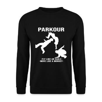 Parkour Freerunning Hindernislauf - Unisex Pullover - Schwarz - Vorne - Alina (178cm) & Michal (187cm)