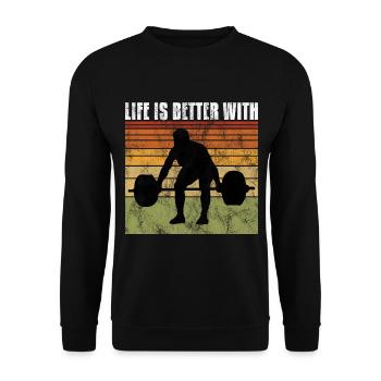 life is better with bodybuilding GYM Bodybuilder - Unisex Sweatshirt - black - Front - Alina (178cm) & Michal (187cm)