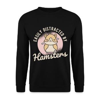 Nagetier Hamster - Unisex Pullover - Schwarz - Vorne - Alina (178cm) & Michal (187cm)