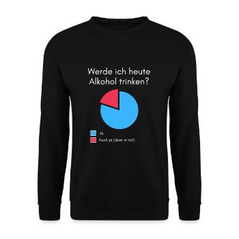 Werde ich heute Alkohol trinken? Lustiges T-Shirt - Unisex Pullover - Schwarz - Vorne - Alina (178cm) & Michal (187cm)