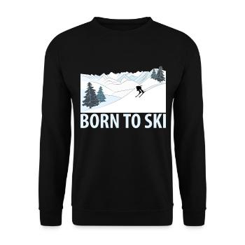 Né pour Skier Sports d’hiver Piste de ski - Sweat-shirt Unisexe - noir - Devant - Alina (178cm) & Michal (187cm)