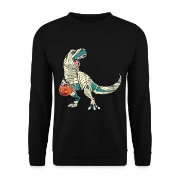 Halloween Dinosaur Pumpkin - Unisex Sweatshirt - black - Front - Alina (178cm) & Michal (187cm)