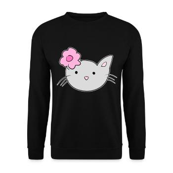 tête de chat fleur animal de compagnie symbole - Sweat-shirt Unisexe - noir - Devant - Alina (178cm) & Michal (187cm)