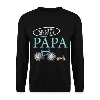 Papa, idée cadeau futur naissance, futur papa - Sweat-shirt Unisexe - noir - Devant - Alina (178cm) & Michal (187cm)
