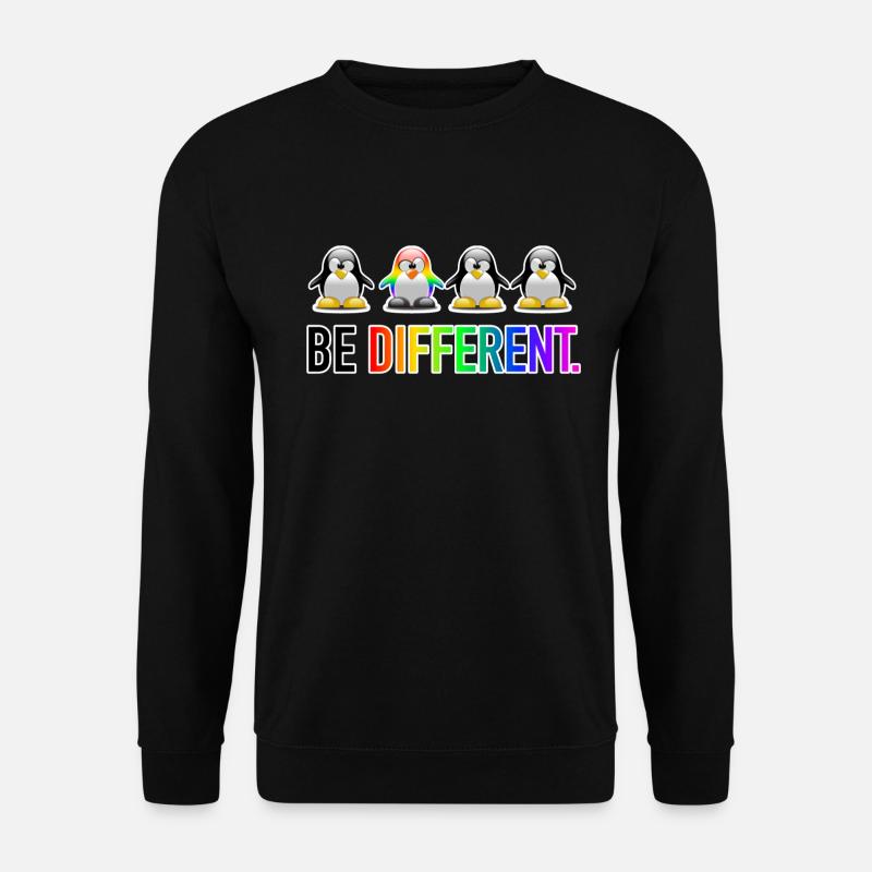 Be Different LGBT Pinguin Gay Pride CSD Cartoon - Unisex Pullover - Schwarz