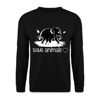 sauver les animaux animal éléphant protection de la nature - Sweat-shirt Unisexe - noir - Devant - Alina (178cm) & Michal (187cm)