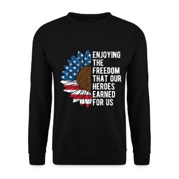 Enjoying the Freedom that Our Heroes Earned - Unisex Sweatshirt - black - Front - Alina (178cm) & Michal (187cm)