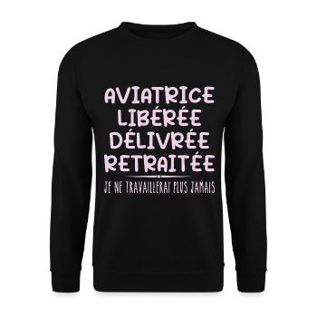 Aviator feiert Ruhestand mit humorvollem Geschenk - Unisex Pullover - Schwarz - Vorne - Alina (178cm) & Michal (187cm)