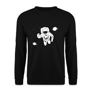 astronaut sterne stern planeten planet weltraum - Unisex Pullover - Schwarz - Vorne - Alina (178cm) & Michal (187cm)