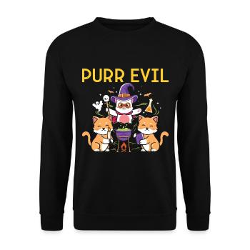 Halloween Katzen Hexe - Unisex Pullover - Schwarz - Vorne - Alina (178cm) & Michal (187cm)