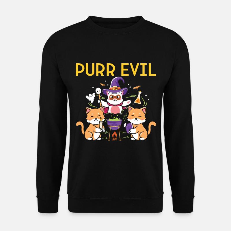 Sorcière chat d’Halloween - Sweat-shirt Unisexe - noir