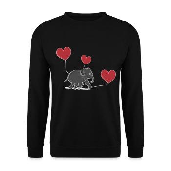 elephant balloon heart animal symbol - Unisex Sweatshirt - black - Front - Alina (178cm) & Michal (187cm)