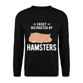 Nagetier Hamster - Unisex Pullover - Schwarz - Vorne - Alina (178cm) & Michal (187cm)