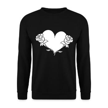 rose blume herz form symbol blumen - Unisex Pullover - Schwarz - Vorne - Alina (178cm) & Michal (187cm)