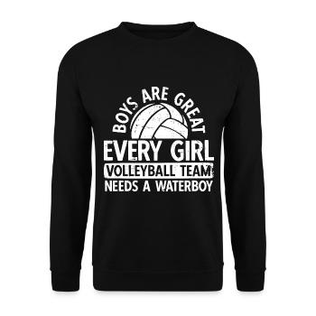 Volleyballer Spruch Für Volleyballspiel Volleyball - Unisex Pullover - Schwarz - Vorne - Alina (178cm) & Michal (187cm)
