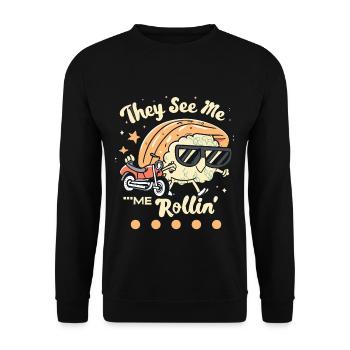 Sushirolle - Unisex Pullover - Schwarz - Vorne - Alina (178cm) & Michal (187cm)