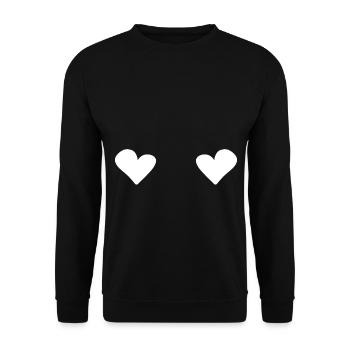Symbole d’amour de coeur à deux cœurs - Sweat-shirt Unisexe - noir - Devant - Alina (178cm) & Michal (187cm)