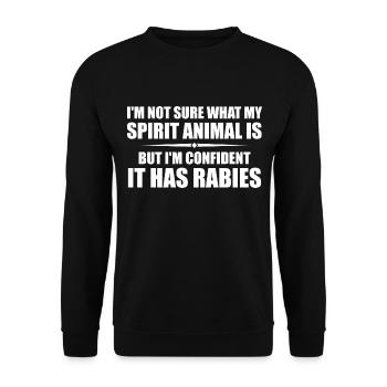 Ich bin mir nicht sicher, was mein Krafttier ist, aber ich bin - Unisex Pullover - Schwarz - Vorne - Alina (178cm) & Michal (187cm)