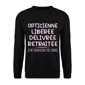 Optikerin feiert ihren Ruhestand mit humorvollem Geschenk - Unisex Pullover - Schwarz - Vorne - Alina (178cm) & Michal (187cm)