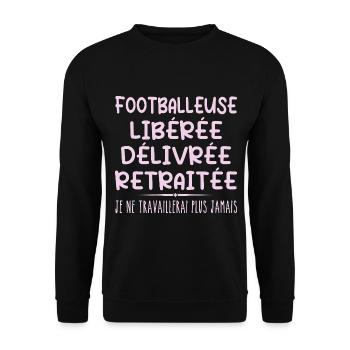 Footballeuse célèbre sa retraite avec humour cadea - Sweat-shirt Unisexe - noir - Devant - Alina (178cm) & Michal (187cm)