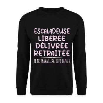 Escaladeuse célèbre sa retraite avec humour cadeau - Sweat-shirt Unisexe - noir - Devant - Alina (178cm) & Michal (187cm)