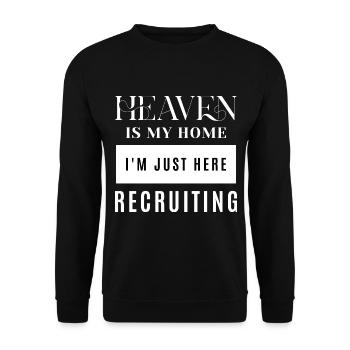 Heaven Is My Home I'm Just Here Recruiting Priest - Unisex Sweatshirt - black - Front - Alina (178cm) & Michal (187cm)
