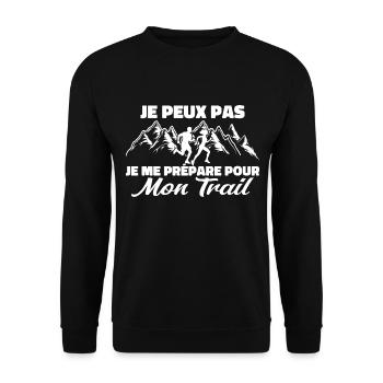 Je peux pas je me prépare pour mon trail - Sweat-shirt Unisexe - noir - Devant - Alina (178cm) & Michal (187cm)