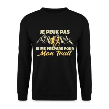 Je peux pas je me prépare pour mon trail - Sweat-shirt Unisexe - noir - Devant - Alina (178cm) & Michal (187cm)