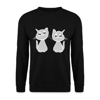 Katzen Freunde Tiere süß Haustier zwei - Unisex Pullover - Schwarz - Vorne - Alina (178cm) & Michal (187cm)