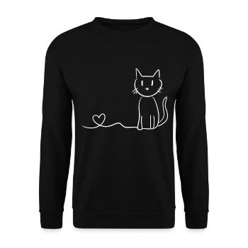 Katze Linie Herz Symbol Liebe - Unisex Pullover - Schwarz - Vorne - Alina (178cm) & Michal (187cm)