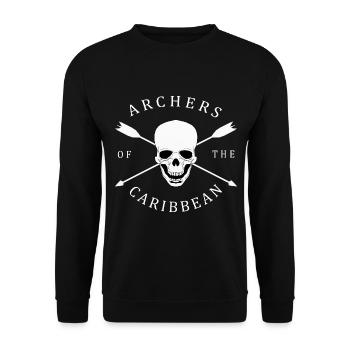 funny archery motif with skull, arrows - Unisex Sweatshirt - black - Front - Alina (178cm) & Michal (187cm)