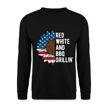 Red White and BBQ Grillin 4th of July Party - Unisex Sweatshirt - black - Front - Alina (178cm) & Michal (187cm)