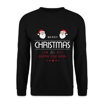 Weihnachten Merry Christmas Happy New Year - Unisex Pullover - Schwarz - Vorne - Alina (178cm) & Michal (187cm)