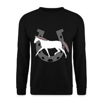 Horseshoe, Horse, Rider, Horses, Pony, White Horse, Mare - Unisex Sweatshirt - black - Front - Alina (178cm) & Michal (187cm)