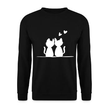 Saint-Valentin Chats romantiques Animaux Amour - Sweat-shirt Unisexe - noir - Devant - Alina (178cm) & Michal (187cm)