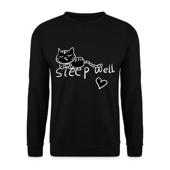 schlafe gut schlafen katze müde - Unisex Pullover - Schwarz - Vorne - Alina (178cm) & Michal (187cm)