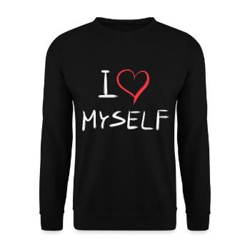 ich liebe mich herz text - Unisex Pullover - Schwarz - Vorne - Alina (178cm) & Michal (187cm)