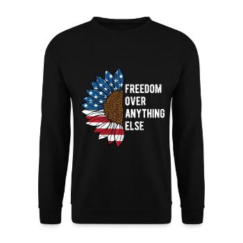 Freedom over Anything Else Patriotic Proud - Unisex Sweatshirt - black - Front - Alina (178cm) & Michal (187cm)