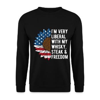 Very Liberal with My Whisky 4th of July Drinking - Unisex Sweatshirt - black - Front - Alina (178cm) & Michal (187cm)