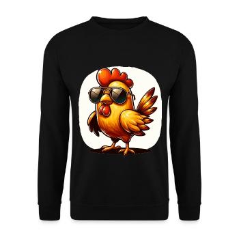 Lustiges Huhn Huhn Lustiges Bild - Unisex Pullover - Schwarz - Vorne - Alina (178cm) & Michal (187cm)
