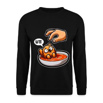 Lustiges gebratenes Huhn Hühnchen Flügel Hühnchen Geschenk - Unisex Pullover - Schwarz - Vorne - Alina (178cm) & Michal (187cm)