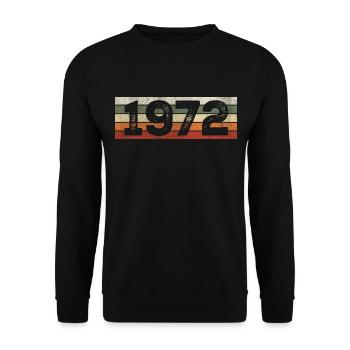 Jahrgang 1972 Retro 1972 Geburtstagsgeschenk - Unisex Pullover - Schwarz - Vorne - Alina (178cm) & Michal (187cm)