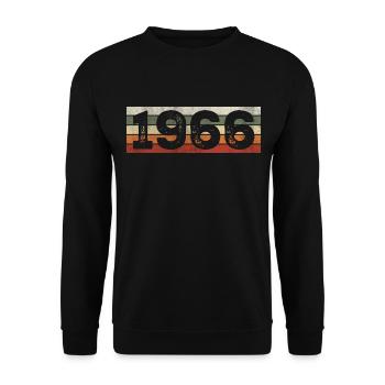 Jahrgang 1966 Retro 1966 Geburtstagsgeschenk - Unisex Pullover - Schwarz - Vorne - Alina (178cm) & Michal (187cm)