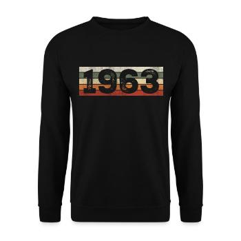 Jahrgang 1963 Retro 1963 Geburtstagsgeschenk - Unisex Pullover - Schwarz - Vorne - Alina (178cm) & Michal (187cm)