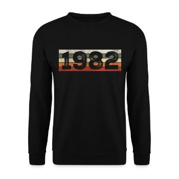 Jahrgang 1982 Retro 1982 Geburtstagsgeschenk - Unisex Pullover - Schwarz - Vorne - Alina (178cm) & Michal (187cm)