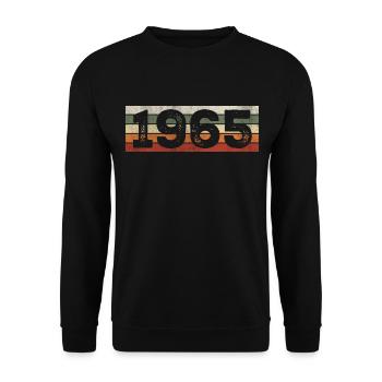 Jahrgang 1965 Retro 1965 Geburtstagsgeschenk - Unisex Pullover - Schwarz - Vorne - Alina (178cm) & Michal (187cm)