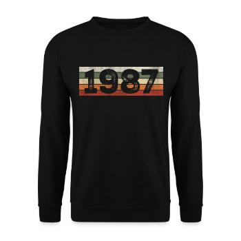 Millésime 1987 Cadeau D’anniversaire Rétro 1987 - Sweat-shirt Unisexe - noir - Devant - Alina (178cm) & Michal (187cm)