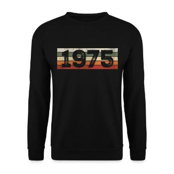 Jahrgang 1975 Retro 1975 Geburtstagsgeschenk - Unisex Pullover - Schwarz - Vorne - Alina (178cm) & Michal (187cm)