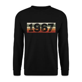 Jahrgang 1967 Retro 1967 Geburtstagsgeschenk - Unisex Pullover - Schwarz - Vorne - Alina (178cm) & Michal (187cm)